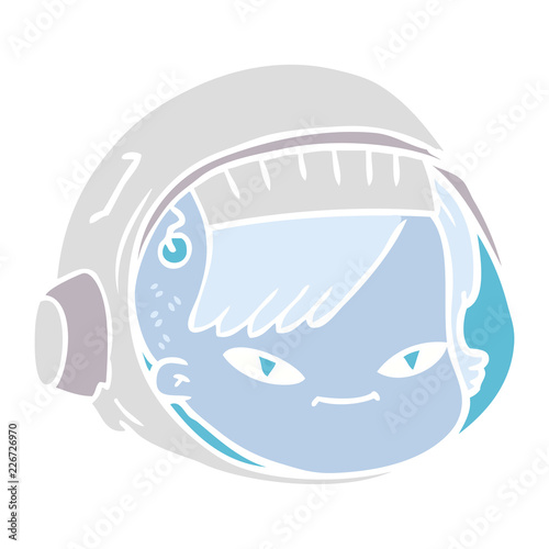 flat color style cartoon astronaut face