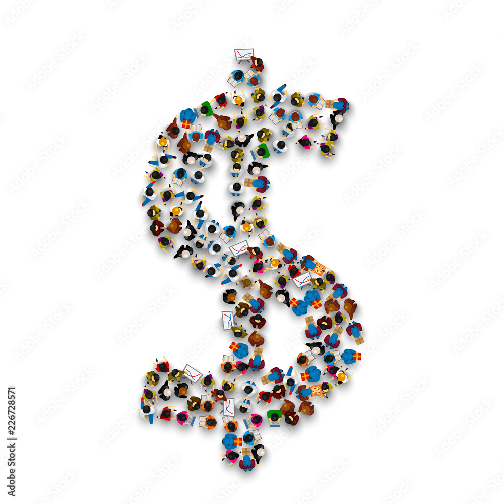 People sign dollar group on the white background. Vector illustration