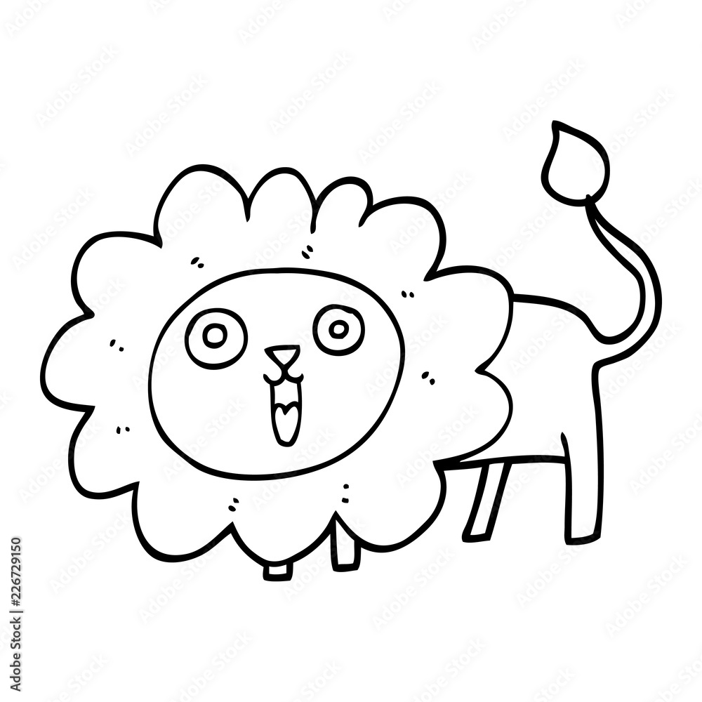 line drawing cartoon happy lion line drawing cartoon happy lion
