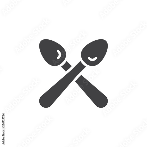 Cross spoons vector icon. filled flat sign for mobile concept and web design. two tea spoons simple solid icon. Food symbol, logo illustration. Pixel perfect vector graphics
