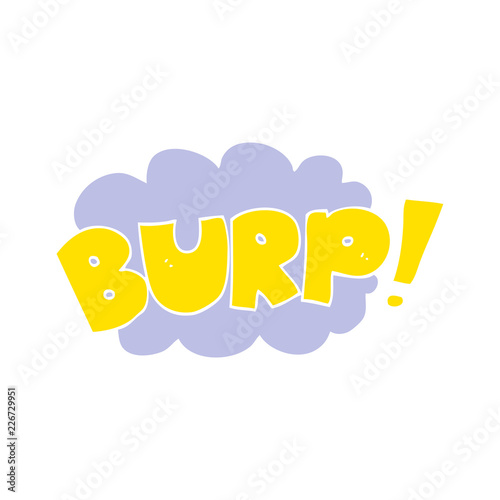 flat color illustration of a cartoon burp text