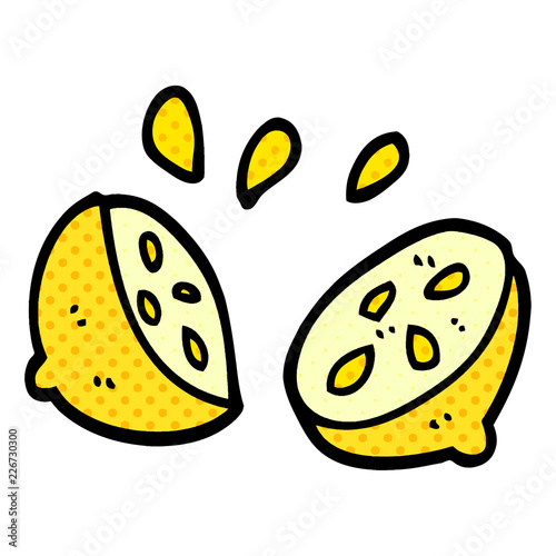 cartoon doodle halved lemon