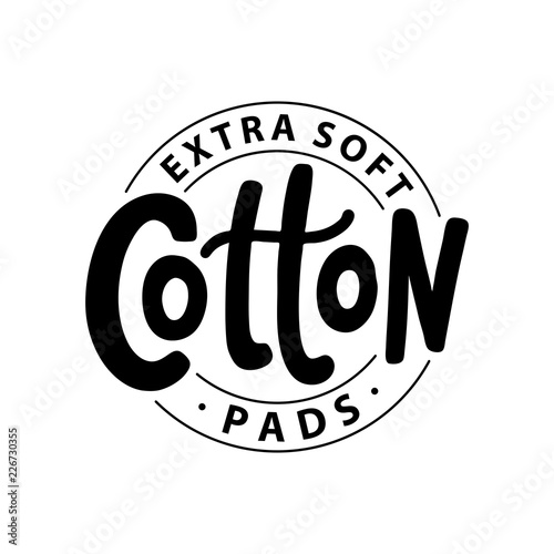 Cotton pads label. Text logo lettering. Hand drawn vector illustration.