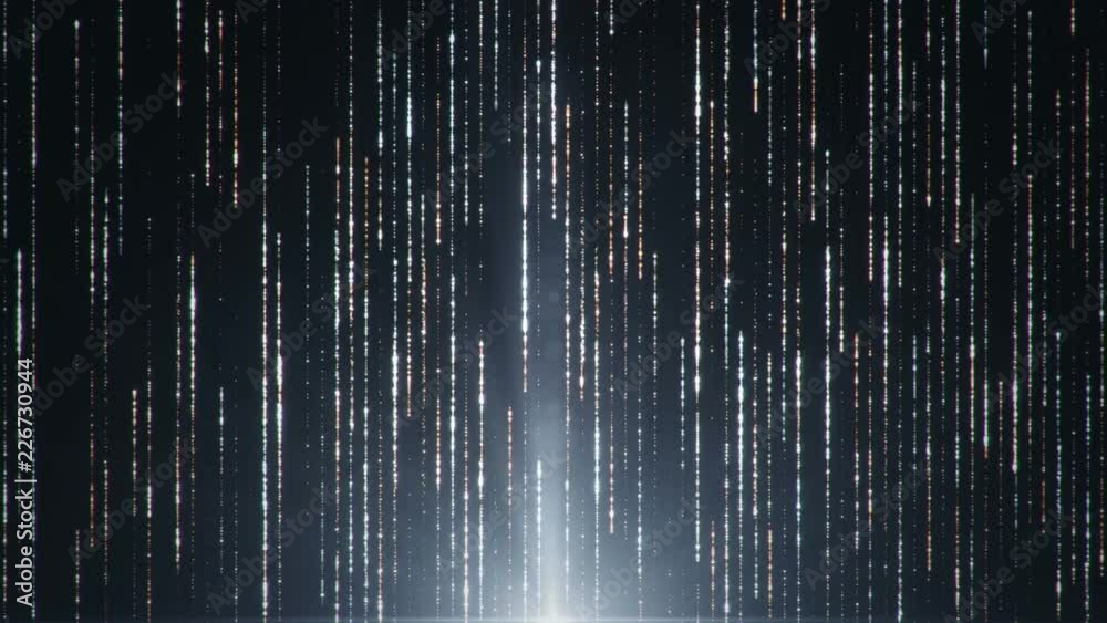 Abstract background with animation falling glittering particles as festive rain. Animation of seamless loop.