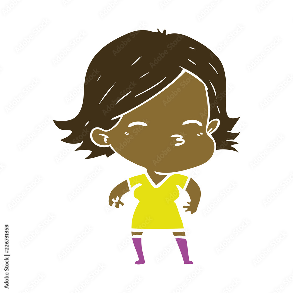 Obraz premium flat color style cartoon woman