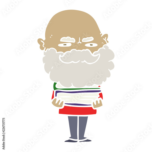 flat color style cartoon man with beard frowning