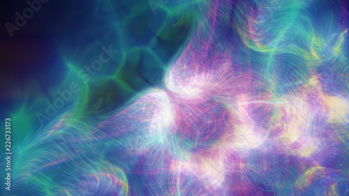 3d render, incredibly beautiful transparent water, shining glowing lines form plasma, cosmic fog, smoke reflection, purple spots, water depth, reflection of glow, creation process, alchemy