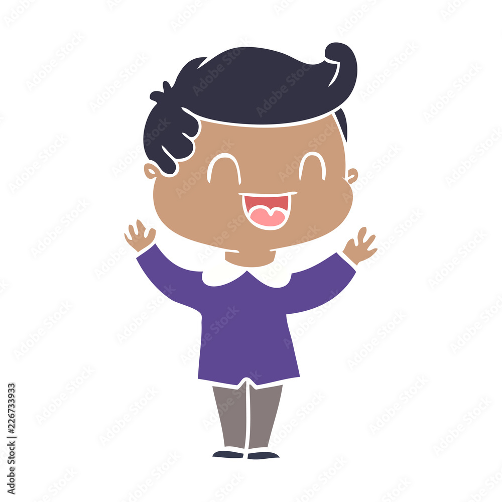 flat color style cartoon happy man