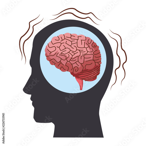 Alzheimer brain inside head silhouette