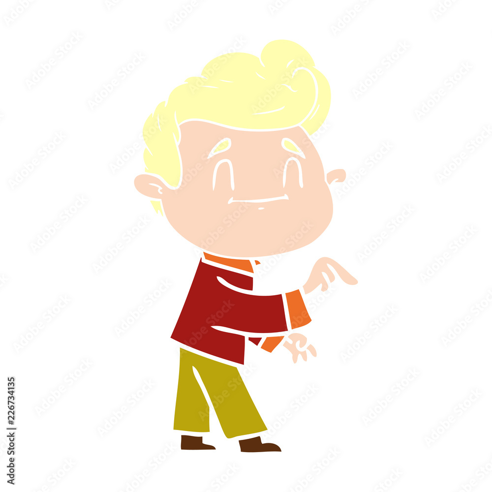happy flat color style cartoon man making point happy flat color style cartoon man making point
