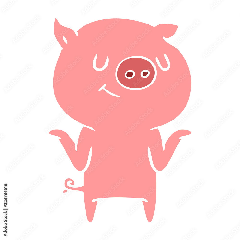happy flat color style cartoon pig happy flat color style cartoon pig