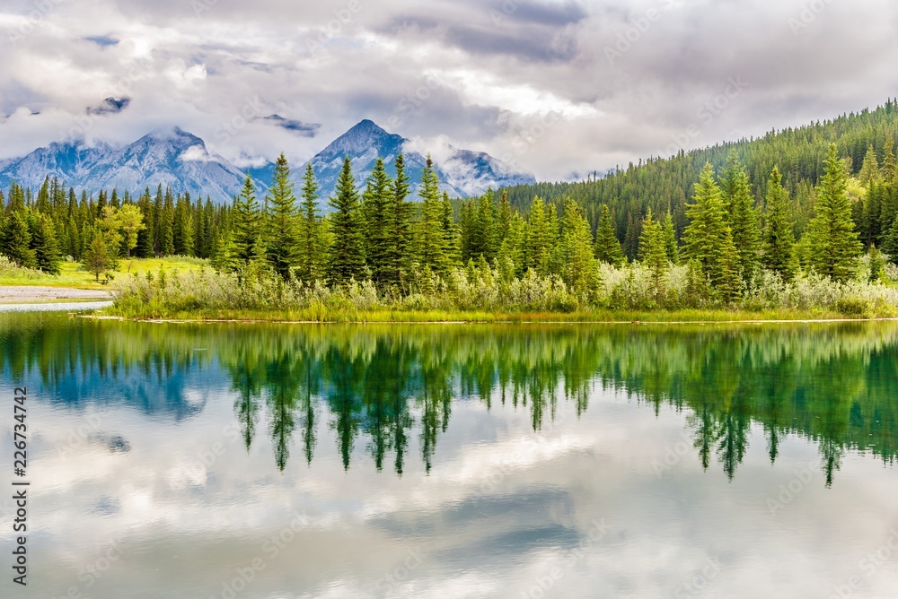 View at the nature near Vermillion lakes in Banff National Park - Canadian Rocky Mountains