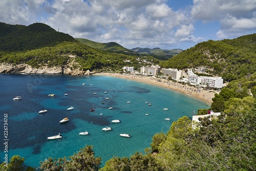 Fototapeta Naklejka Na Ścianę i Meble -  Paradise beach in Ibiza island with blue sky and crystal water