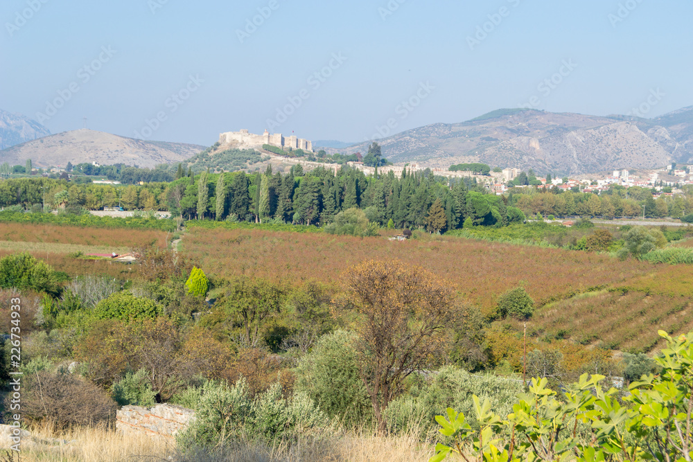 Fototapeta premium Landscape with Ayasuluk Castle, Selcuk,Turkey
