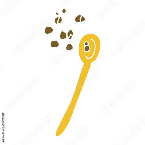 cartoon doodle cereal on a spoon