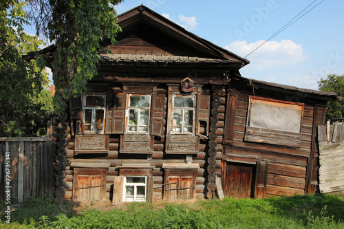 Old wooden house in Siberia region, Tumen city