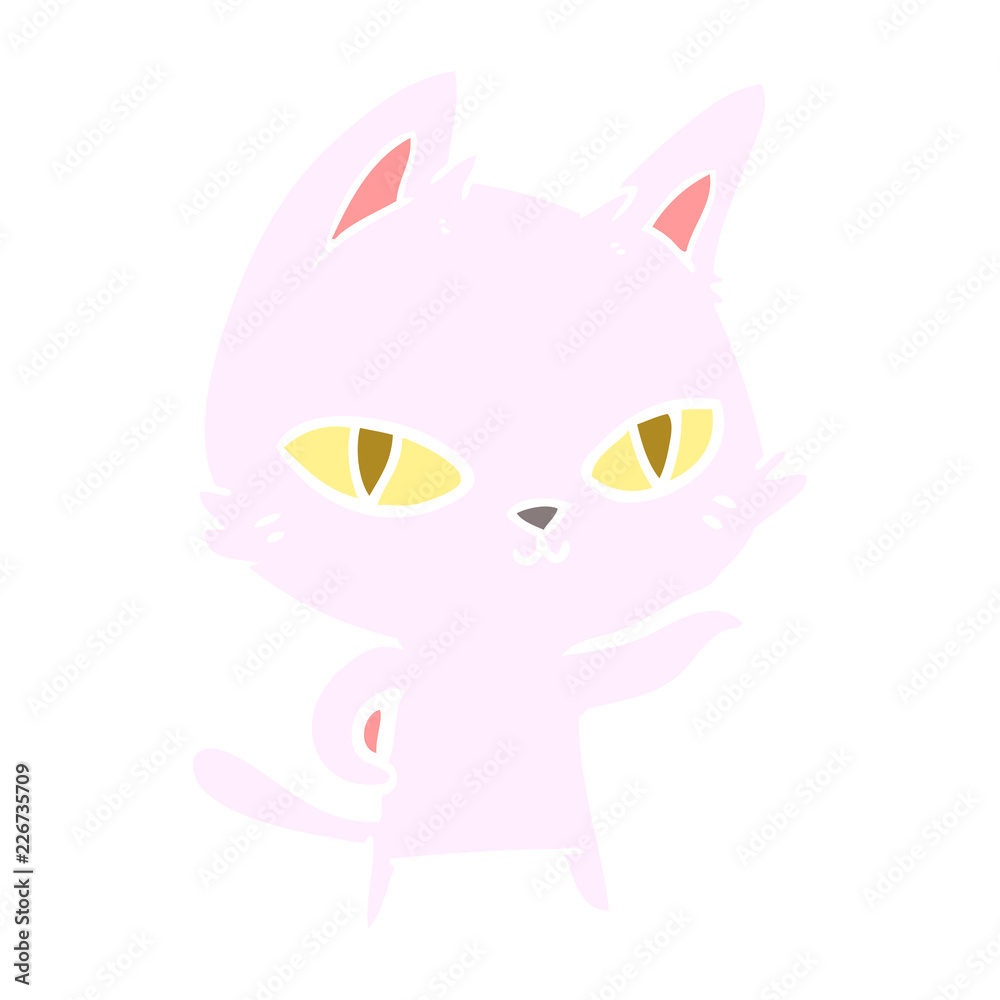 Fototapeta premium flat color style cartoon cat staring