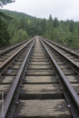 Old abandoned railroad train track