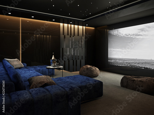 Home Theater room , Luxury interior #2 , 3D render