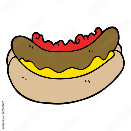 cartoon doodle of a hotdog
