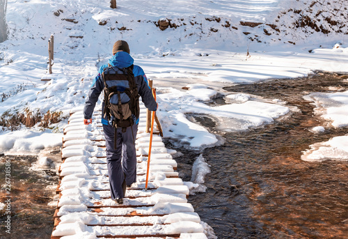 Man enjoying the winter landscape photo