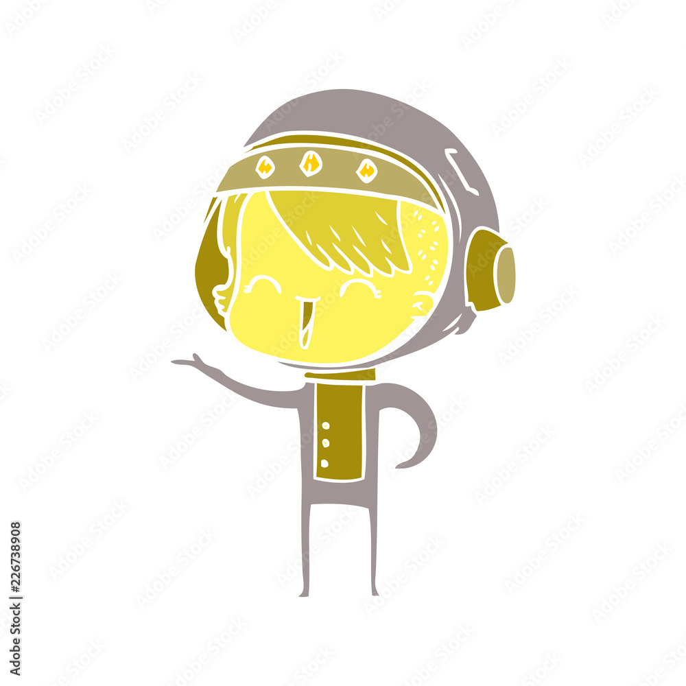 Fototapeta premium happy flat color style cartoon space girl