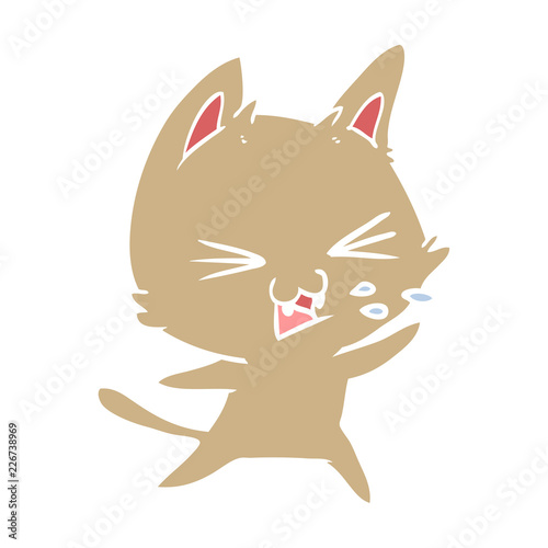 flat color style cartoon cat hissing