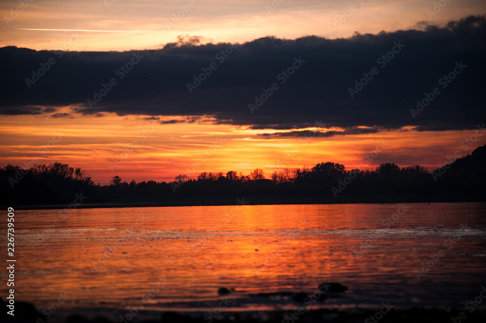 sunset over the lake