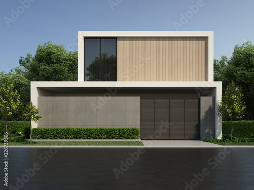 Modern house exterior 3D render