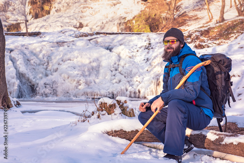 Man enjoying the winter landscape photo