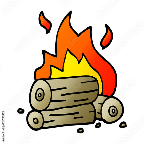 cartoon doodle burning logs