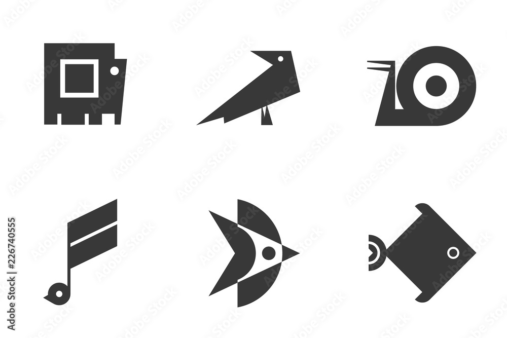 Simple geometric animals. Vector icons set. Logo template. Stock Vector |  Adobe Stock