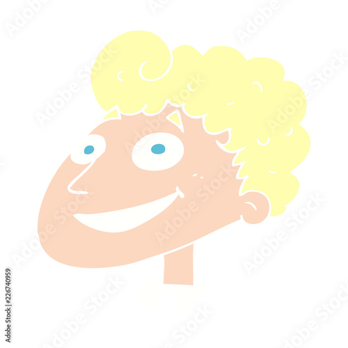 flat color illustration of a cartoon happy man