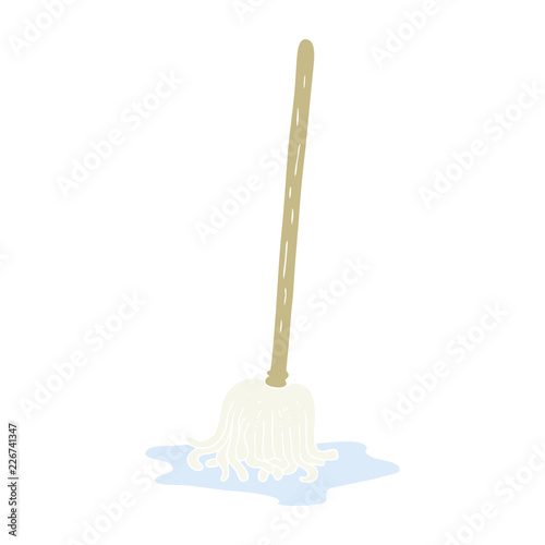 flat color illustration of a cartoon mop