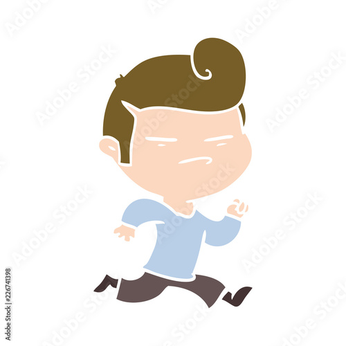 flat color style cartoon cool guy with fashion hair cut