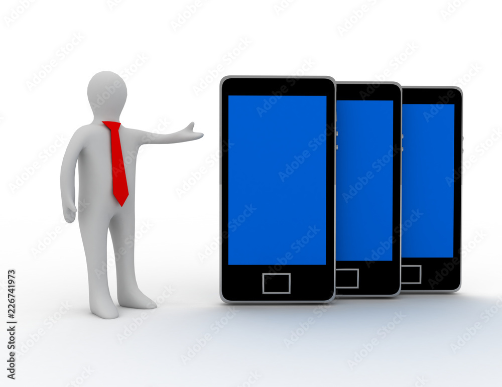 3d man presentation smartphone 3d man presentation smartphone