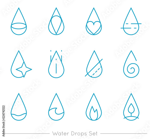 Water drops logo collection. Vector icon set