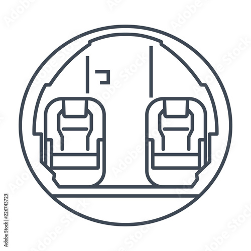 thin line icon interior of private business jet airplane