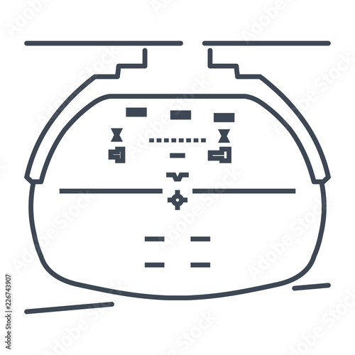 thin line icon airplane glass cockpit display, head up display