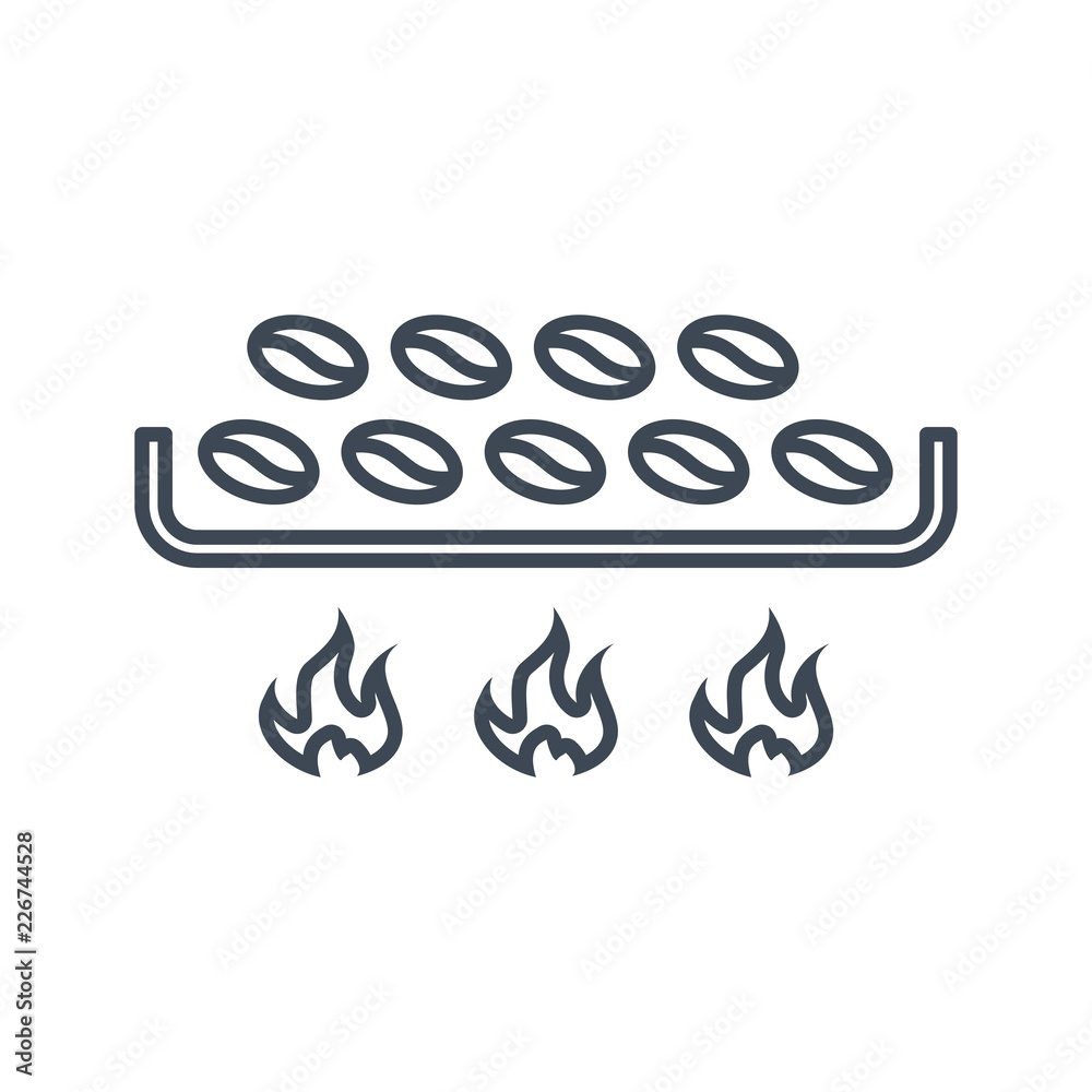 vector thin line icon roasting of coffee beans vector thin line icon roasting of coffee beans