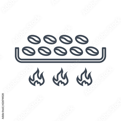 vector thin line icon roasting of coffee beans