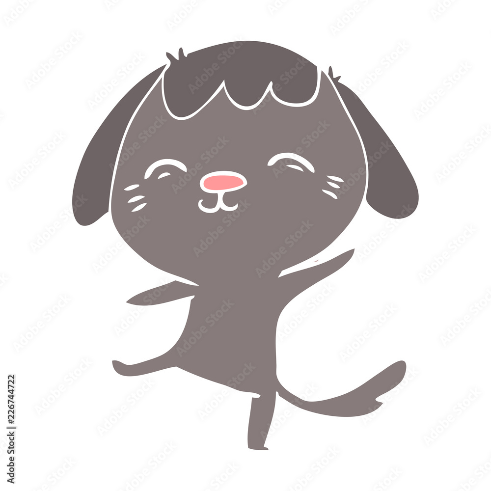 happy flat color style cartoon dancing dog happy flat color style cartoon dancing dog