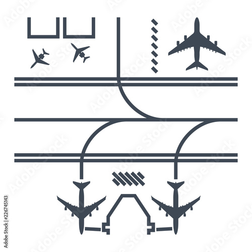 thin line icon airport runway, airplane parking