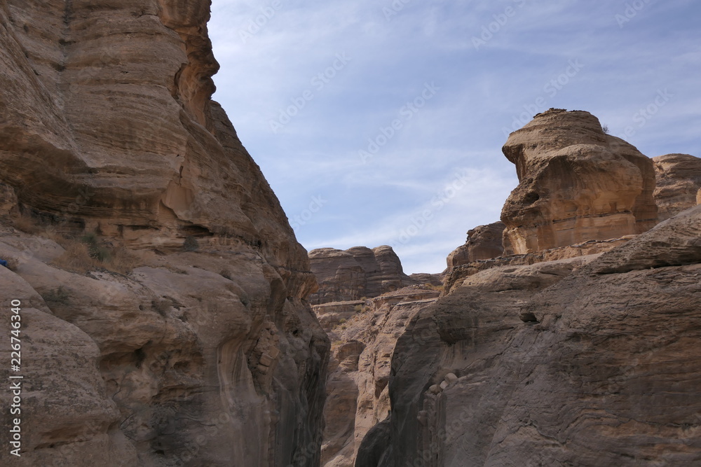 Rock formations in the old city of Petra, Jordan