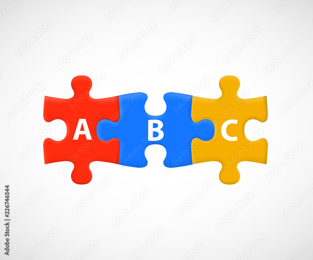 ABC Puzzle Pieces. Business or education steps. Vector illustration ABC Puzzle Pieces. Business or education steps. Vector illustration
