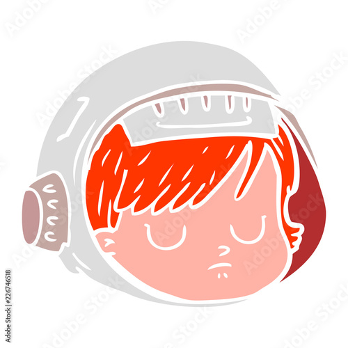 flat color style cartoon astronaut face