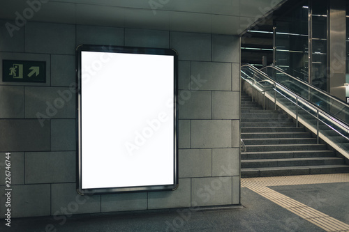 Light box display with white blank space for advertisement. Subway mock-up design. 