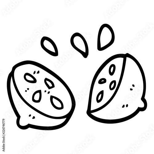 line drawing cartoon of a halved lime