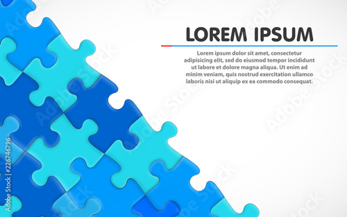 Blue jigsaw puzzle. Blank simple background. Vector illustration