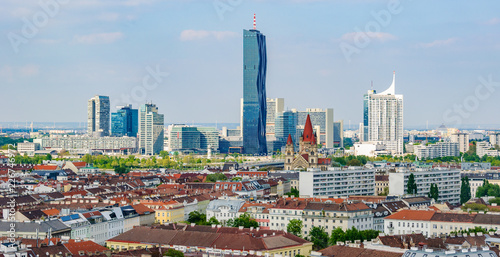 View of United Nations buildings from Ferris Wheel in Vienna, Austria